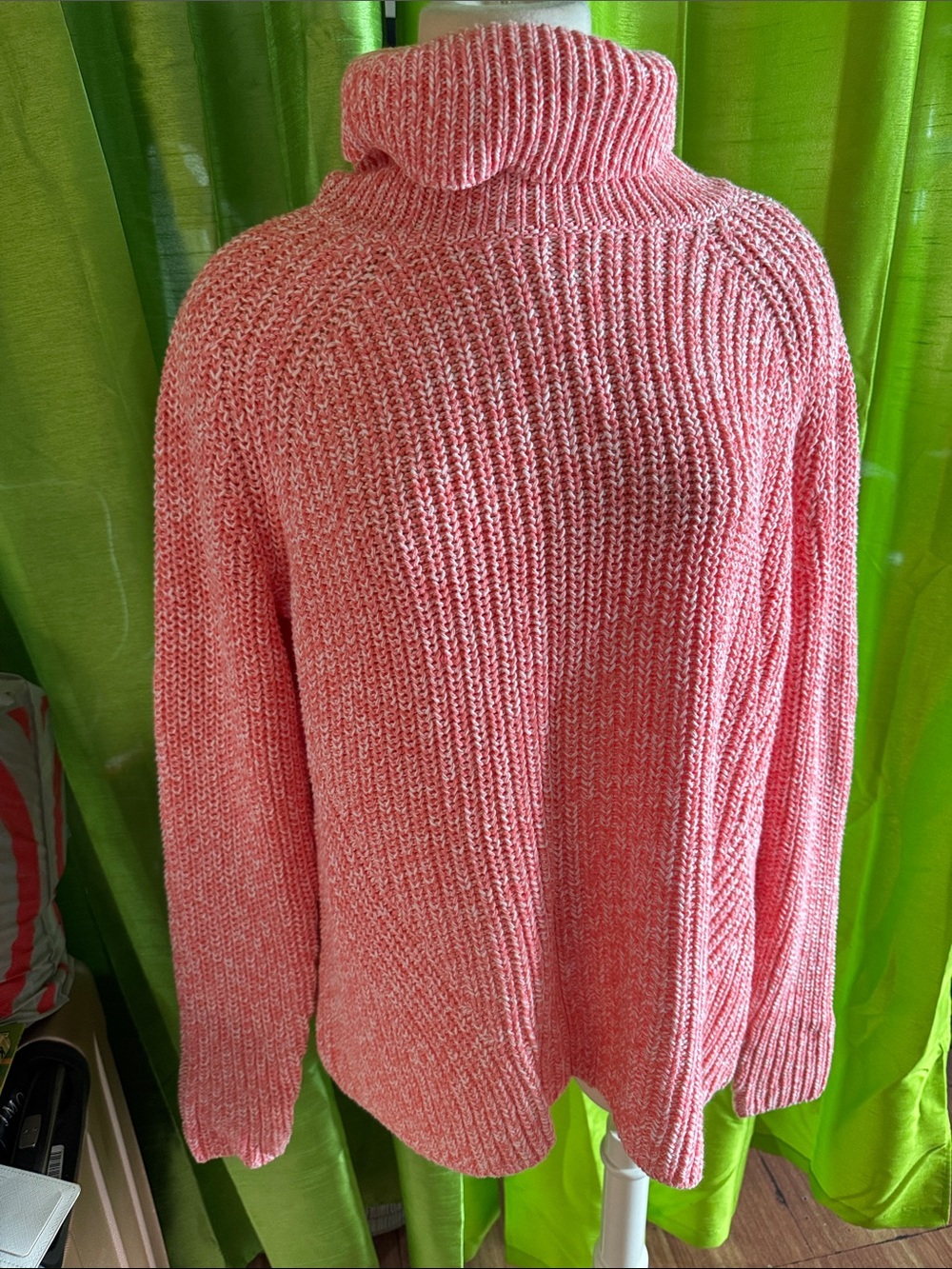 Women's Pink Turtleneck Knit Sweater